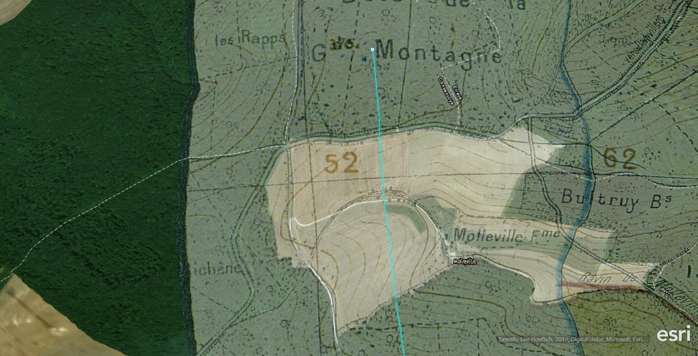 georeferenced WW1 map of the area north of Verdun, France